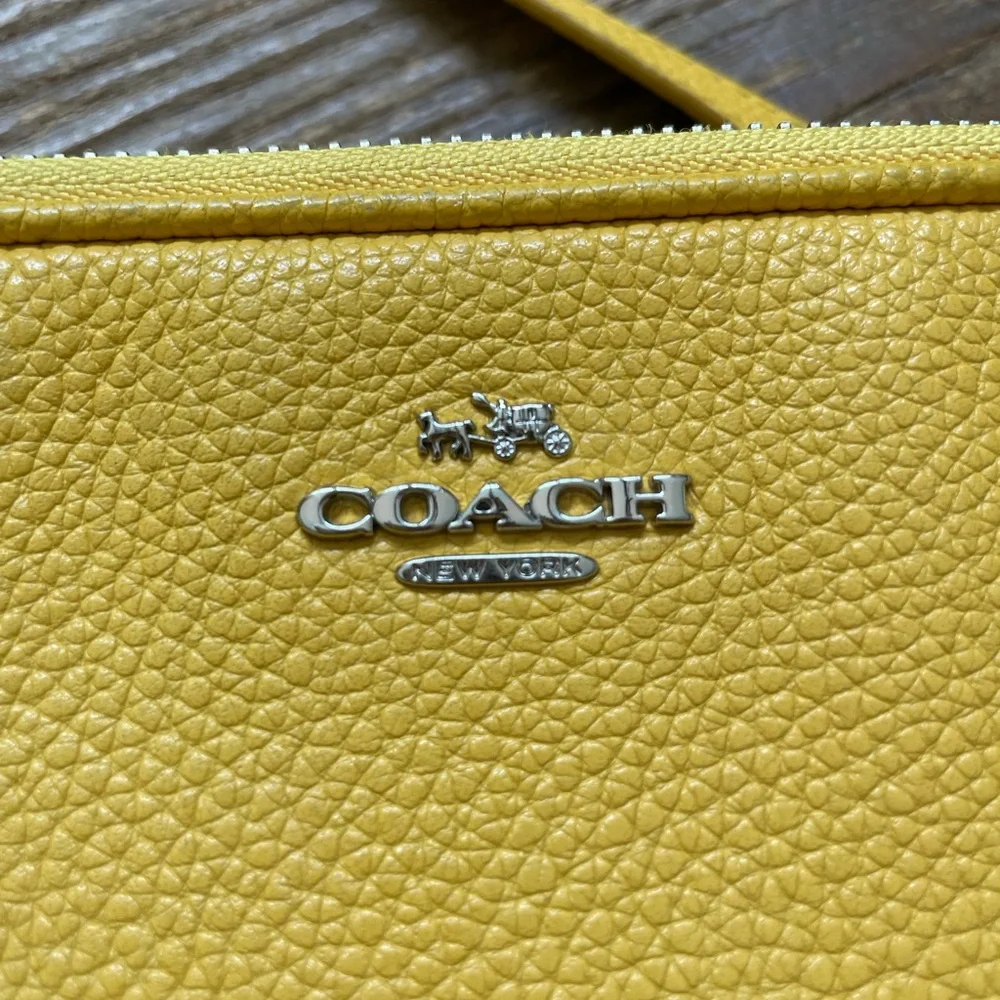 Bright Yellow Coach cross body. Two zippered compartments. - Picture 3 of 8